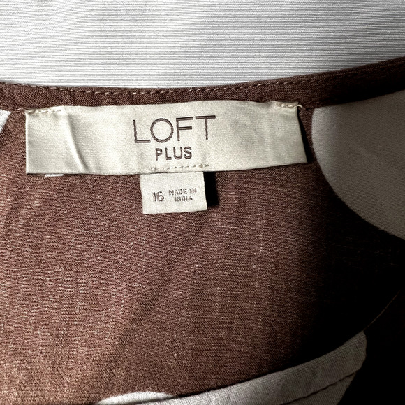 Loft‎ Plus Size 16 Brown Polka Dot Career Business Essential Blouse Pretty Woman - Picture 6 of 10